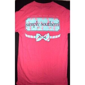 EUC GIRLS SIMPLY SOUTHERN PINK MINT GREEN TIE THAT BINDS US L/S TEE SIZE S SMALL